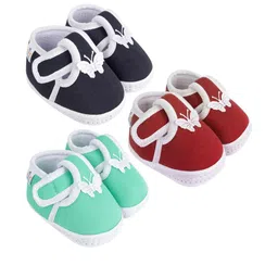 NESKA MODA 12 To 18 Months Non Slip Infants Pack of 3 Pair Cotton Butterfly Booties-picture-6
