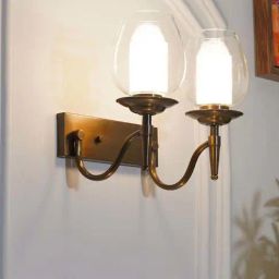 Kapoor Lamp Shades Brass & Glass Ortona Double Shade Wall Light-picture-24