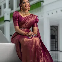 VILLE FASHION Woven Design Zari Art Silk Kanjeevaram Saree-picture-43