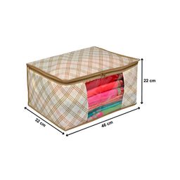 Kuber Industries Set Of 6 Beige & Brown Checked Wardrobe Organizers image 2