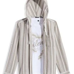 Cavio Boys Khaki Cotton Striped Shirt with T-Shirt-image-44