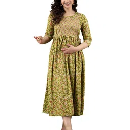 ANUOM Women Floral Printed Maternity Midi Fit & Flare Dress-picture-51