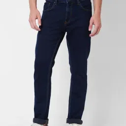 Spykar Dark Blue Regular Fit Lightly Washed Jeans-picture-17