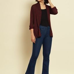Trend Arrest Abstract Printed Roll-Up Sleeves Open-Front Shrug image 4