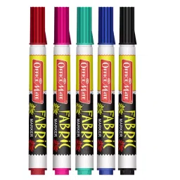 Soni Office Mate Fabric Marker 4.43 mm Bullet Tip Wash Resistant Ink for Fabric Art, Multicolor (Pack of 5)-picture-37