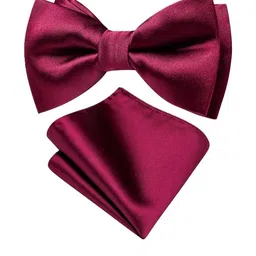 VOICI Burgundy Satin Solid Bow Tie-image-98