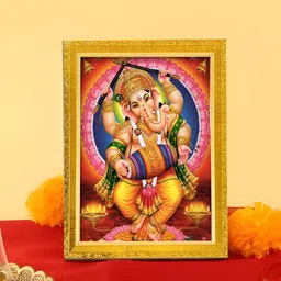 Art Street Pink & Blue Dancing Lord Ganesha Religious Wall Paintings-24