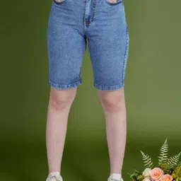 DressBerry Basics Women Washed Slim Fit High-Rise Denim Shorts-image-69