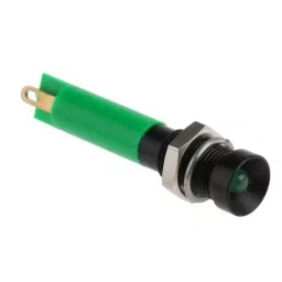 RS PRO Green Panel Mount Indicator 24V DC, Mounting Hole Size 6 mm, Termination Type Solder Tab, Model No 206019-30