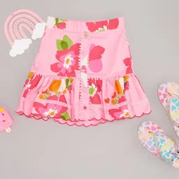 Pantaloons Junior Girls Floral Printed Pure Cotton Skirt-39