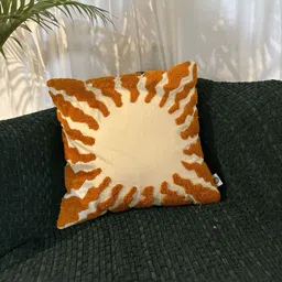 LUSHLYF Brown & Beige Geometric Pure Cotton Square Cushion Cover-image-35