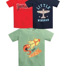 TINIBERRY Kids Pack Of 3 Typography Printed Round Neck T-shirt-54