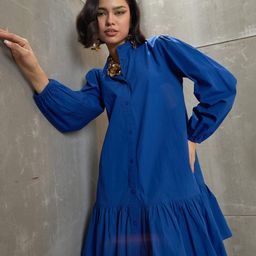 SASSAFRAS Bell Sleeve A-Line Dress-image-11