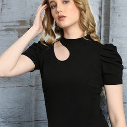 IUGA Women Solid Regular Puff Sleeve Top-32