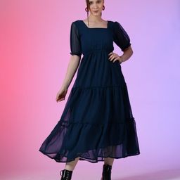 Femvy Women Fit & Flare Tiered Midi Dress-picture-41