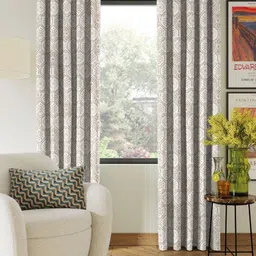 Nefertiti Home Tan 2 Pieces Floral Printed Black Out Door Curtains-image-76