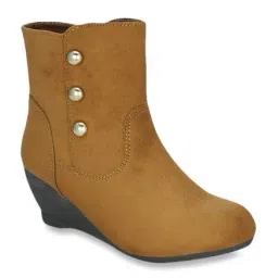 Get Glamr Tan Wedge Heeled Booties-13
