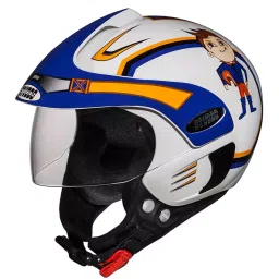Studds N1 White Medium (570 mm) Open Face Helmet, Marshall Kids D1 Decor-image-22