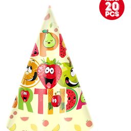 Zyozi Fruit Theme Birthday Party Hat Happy Birthday Cone Party Hats for Kids Multi Colour - Pack of 20-image-93