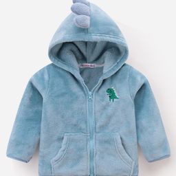 Kookie Kids Full Sleeves Hoodies With Applique & Dino Design- Blue-image-22