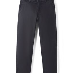 Pine Kids Cotton Elastane Woven  Full Length Solid Colour Trousers With Stretch - Black-image-6