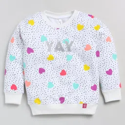 giniekids Full Sleeves Heart & Yay Text Printed Sweatshirt - White-picture-7