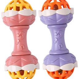 AKN TOYS Double-Headed Rattle Baby Rattle Soothing Toys for Children Infant Toy Set Newborn Plastic Baby Toy Portable Bed Bell - PACK OF 2 - COLOR MAY VARY-18