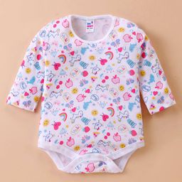 Ben Benny 100% Cotton Interlock  Knit Full Sleeves Printed Onesie - White-image-95