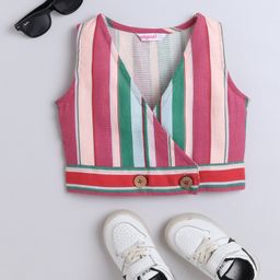 Taffykids Sleeveless Striped Wrap Crop Top - Multi Colour-picture-3