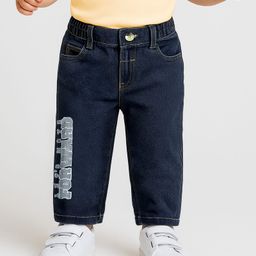 Babyoye Denim Full Length Jeans With Text Embroidery - Navy Blue-picture-25