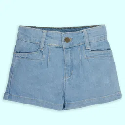 Kiddopanti Denim Solid Shorts - Light Blue-picture-28