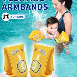 Fiddlerz Swimming Arm Bands for Kids Inflatable Swimming Rings for Pool Beach Water Accessories for Boys and Girls (Yellow)-0