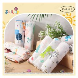 Kidcup Cotton Muslin Swaddle Wrapper (Set of 2) (Print & Color May Vary)-image-14