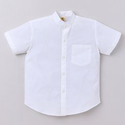 Aww Hunnie Cambric Woven Half Sleeves Solid Shirt - White-picture-7