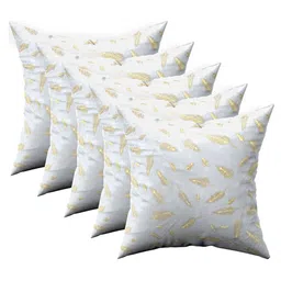 Kuber Industries Grey & Gold-Toned 5 Pieces Self Design Velvet Square Cushion Covers-89