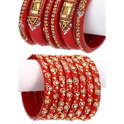Somil Colorful Glass Bangles/Kada Set of 14 Red, Red, Combo Of 2 Set-image-3