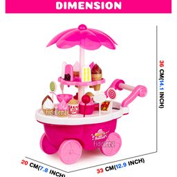 Fiddlerz Battery Operated Ice Cream Trolley Pretend Play Sweet Shopping Cart with Lights & Music Set of 39 Pieces - Multicolour image 3