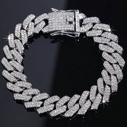 Safisha Men Cubic Zirconia Silver-Plated Link Bracelet-image-7