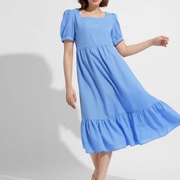 DressBerry Puff Sleeve Tiered Fit & Flare Midi Dress-image-54
