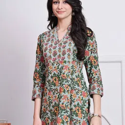 Roly Poly Women Mandarin Collar Printed Ethnic Tunic-image-46