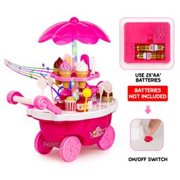Fiddlerz Battery Operated Ice Cream Trolley Pretend Play Sweet Shopping Cart with Lights & Music Set of 39 Pieces - Multicolour image 5