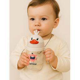 KIDS BASIC Baby Premium Duck Feeding Sipper With Straw & Handle For Grip- 350 ml - Grey image 5