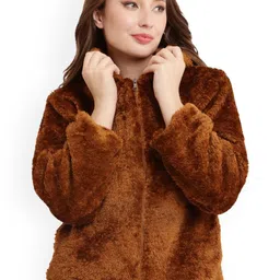 69 FASHION STREET Self Design Hooded Lightweight Teddy Bear Fleece Hoodie Tailored Jacket-image-16