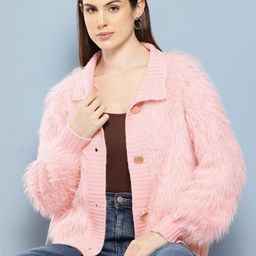 Chemistry Boucle Woollen Cardigan with Fuzzy Detail-image-11