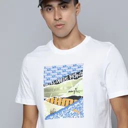 Puma Men Brand Logo Graphic Photo Print Knitted Regular fit Pure Cotton T-Shirt-picture-10
