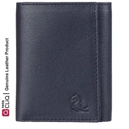 Kara Navy Casual Leather Tri-Fold Wallet for Men-43