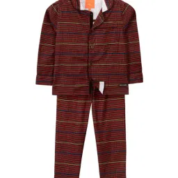 Cherry Crumble By Nitt Hyman Kids Maroon Striped Shirt With Pants-image-2