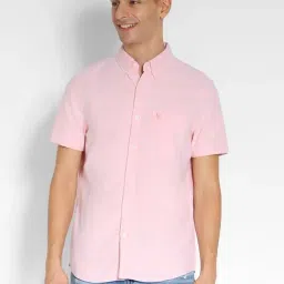 American Eagle Pink Cotton Regular fit Solid Shirt-picture-23