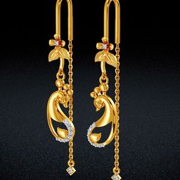 Joyalukkas Graceful Peacock Paisley Gold Women Earrings-picture-12