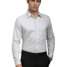 Louis Philippe White Cotton Slim fit Geometric Shirts-picture-49